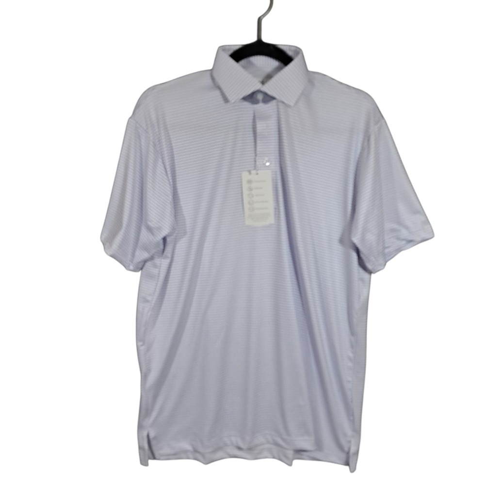 Collars‎ & Co Featherweight Flex Dress Collar Polo Shirt Small Blue Thin Stripe
